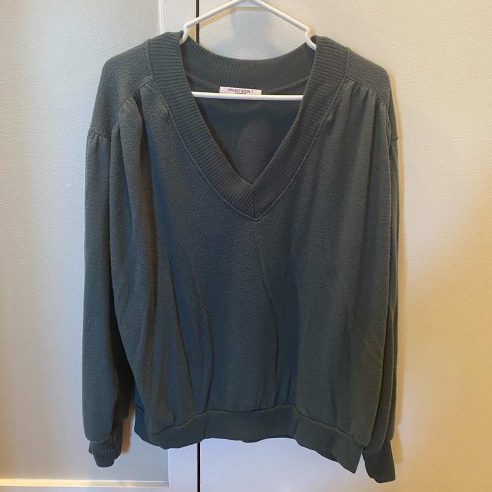 Project Social T Dark Green V-Neck Sweater